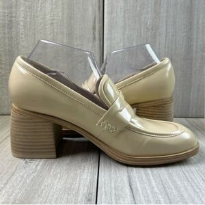 Nine West Cream Block Heel Loafers